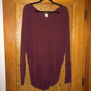 Free People Catalina wine colored waffle top